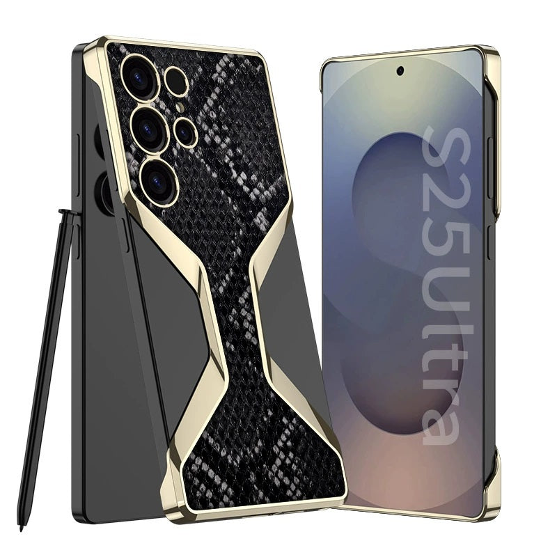 Borderless Electroplated Leather Phone Case For Samsung Galaxy
