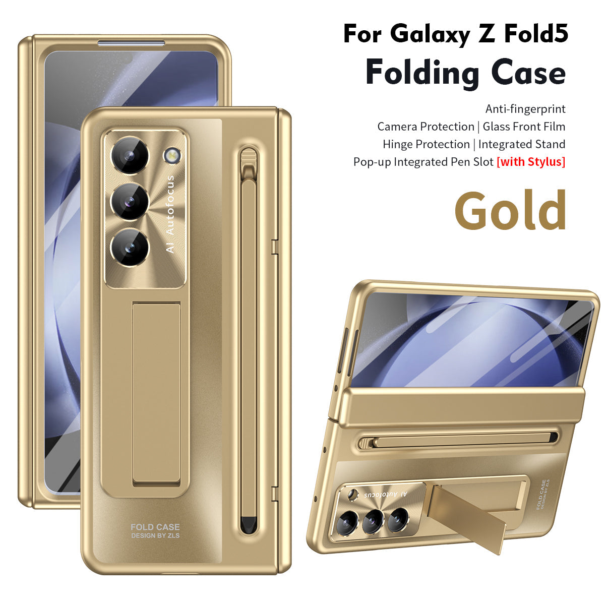 Armor Electroplated Anti-fall Protective Phone Case With Pen Tray Shell and Film For Samsung Galaxy Z Fold5 Fold4 - Mycasety Mycasety