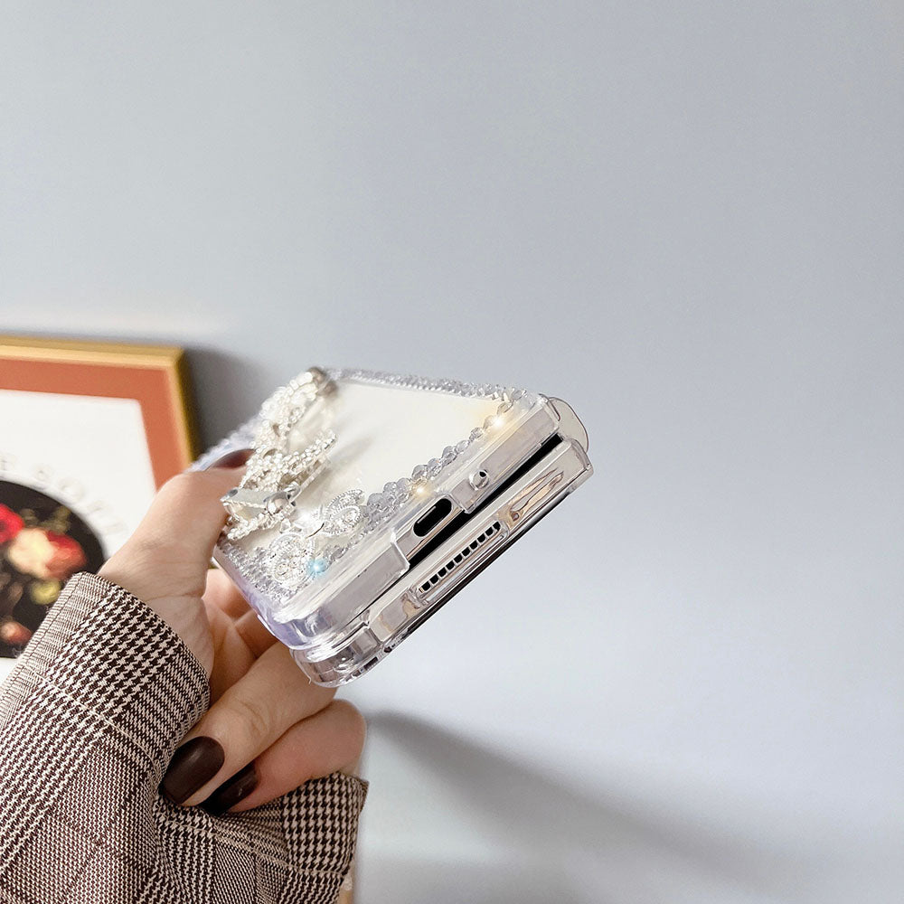 Luxurious Rhinestone Flower Phone Case For Samsung Galaxy Z Fold3 Fold4 5G