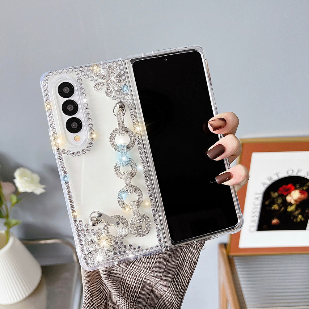 Luxurious Rhinestone Flower Phone Case For Samsung Galaxy Z Fold3 Fold4 5G