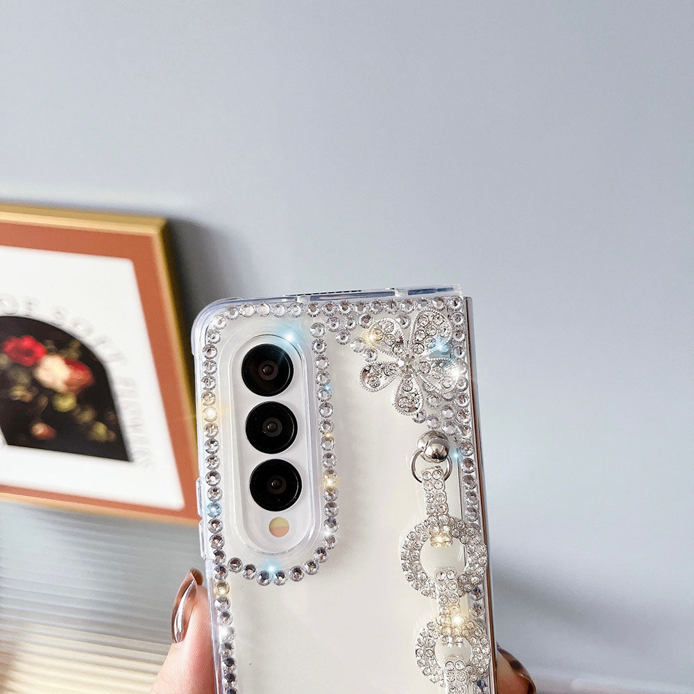 Luxurious Rhinestone Flower Phone Case For Samsung Galaxy Z Fold3 Fold4 5G
