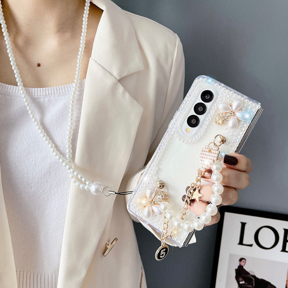 Luxurious Rhinestone Flower Phone Case For Samsung Galaxy Z Fold3 Fold4 5G