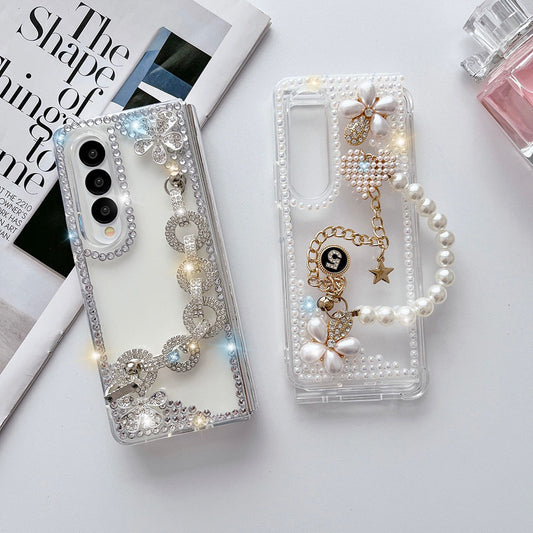 Luxurious Rhinestone Flower Phone Case For Samsung Galaxy Z Fold3 Fold4 5G