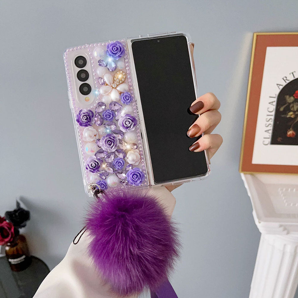 Luxurious Flower Pearl Phone Case For Samsung Galaxy Z Fold3 Fold4 5G