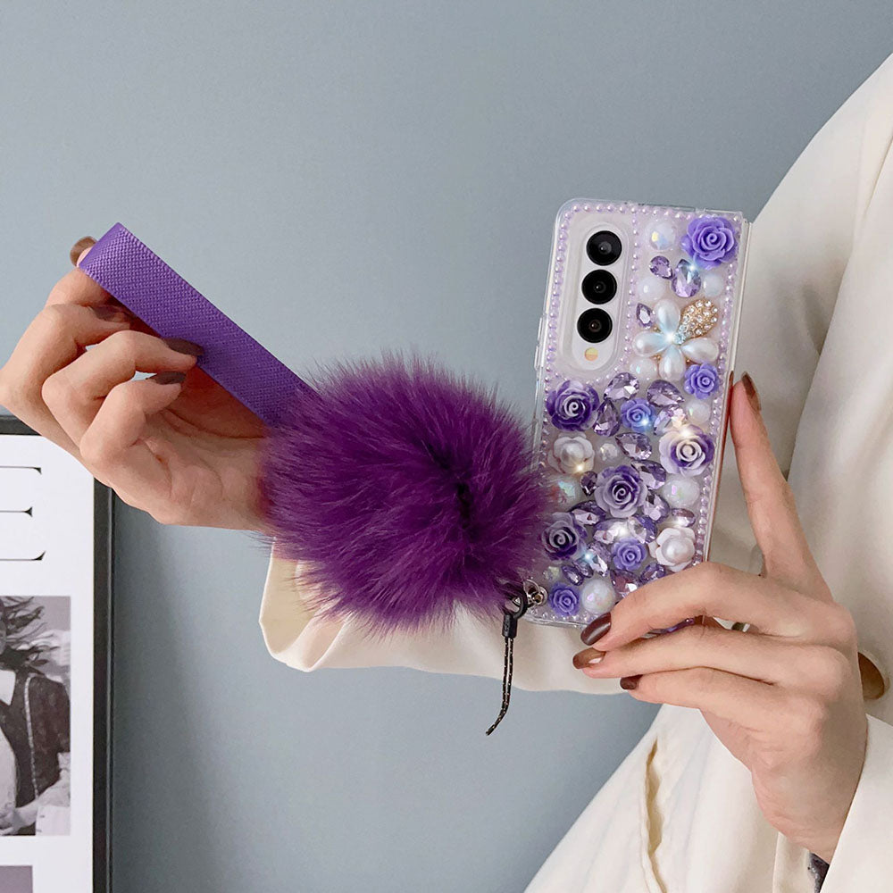 Luxurious Flower Pearl Phone Case For Samsung Galaxy Z Fold3 Fold4 5G