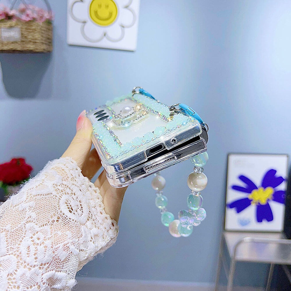 Luxurious Rhinestone Camellia Phone Case For Samsung Galaxy Z Fold4 Fold3 5G