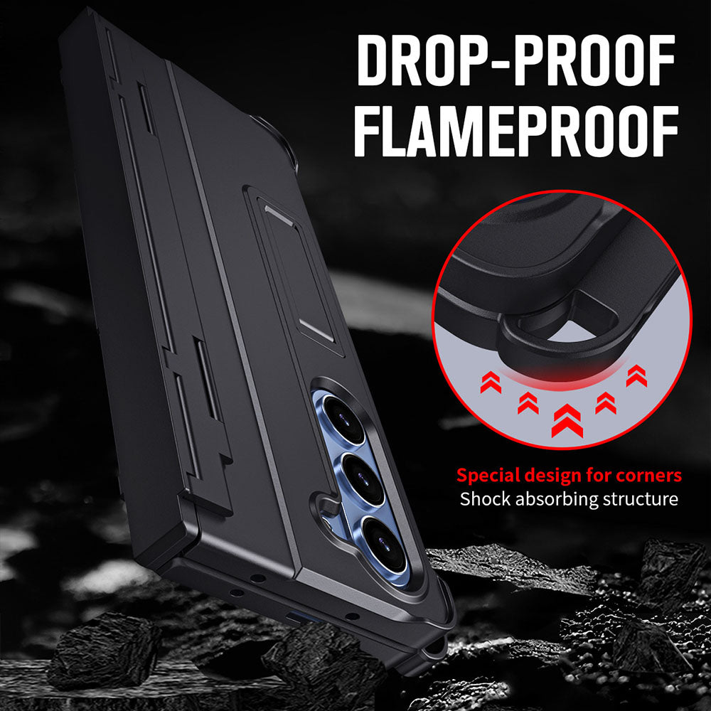 Hinged Shell and Glass Front Film Pen Slot Magnetic Holder Full Cover Phone Case With Free Stylus For Samsung Galaxy Fold5 Fold4 Fold3