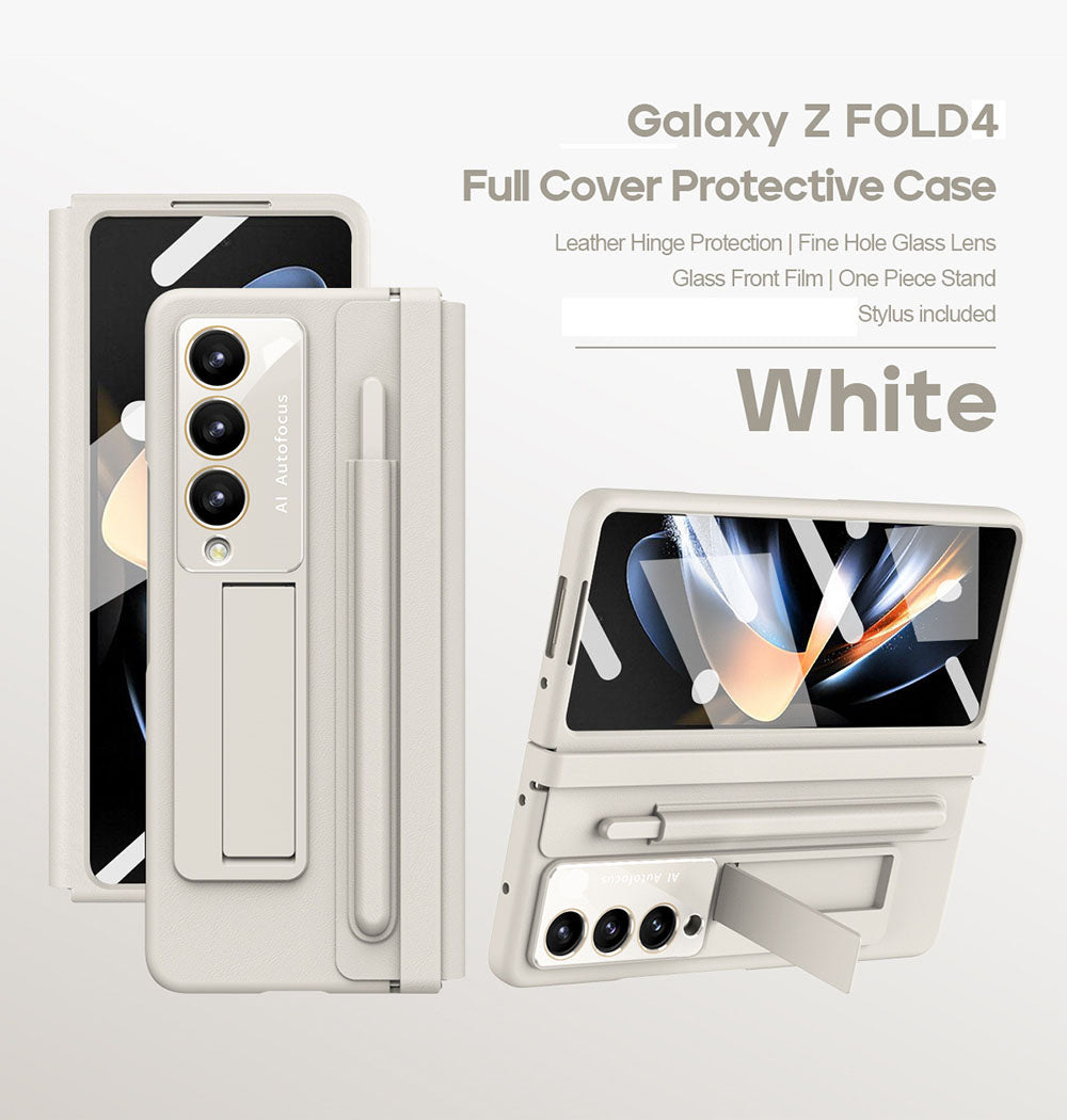 Leather Hinged All-Inclusive With Integrated Shell and Film Protective Phone Case For Samsung Galaxy Z Fold With Pen Slot