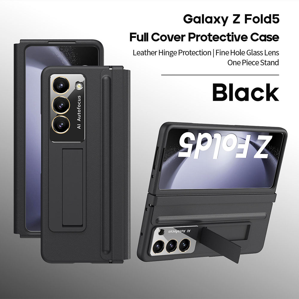 Leather Hinged All-Inclusive With Integrated Shell and Film Protective Phone Case For Samsung Galaxy Z Fold With Pen Slot