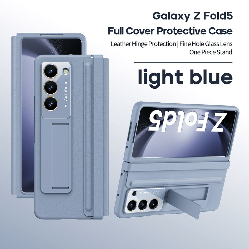 Leather Hinged All-Inclusive With Integrated Shell and Film Protective Phone Case For Samsung Galaxy Z Fold With Pen Slot