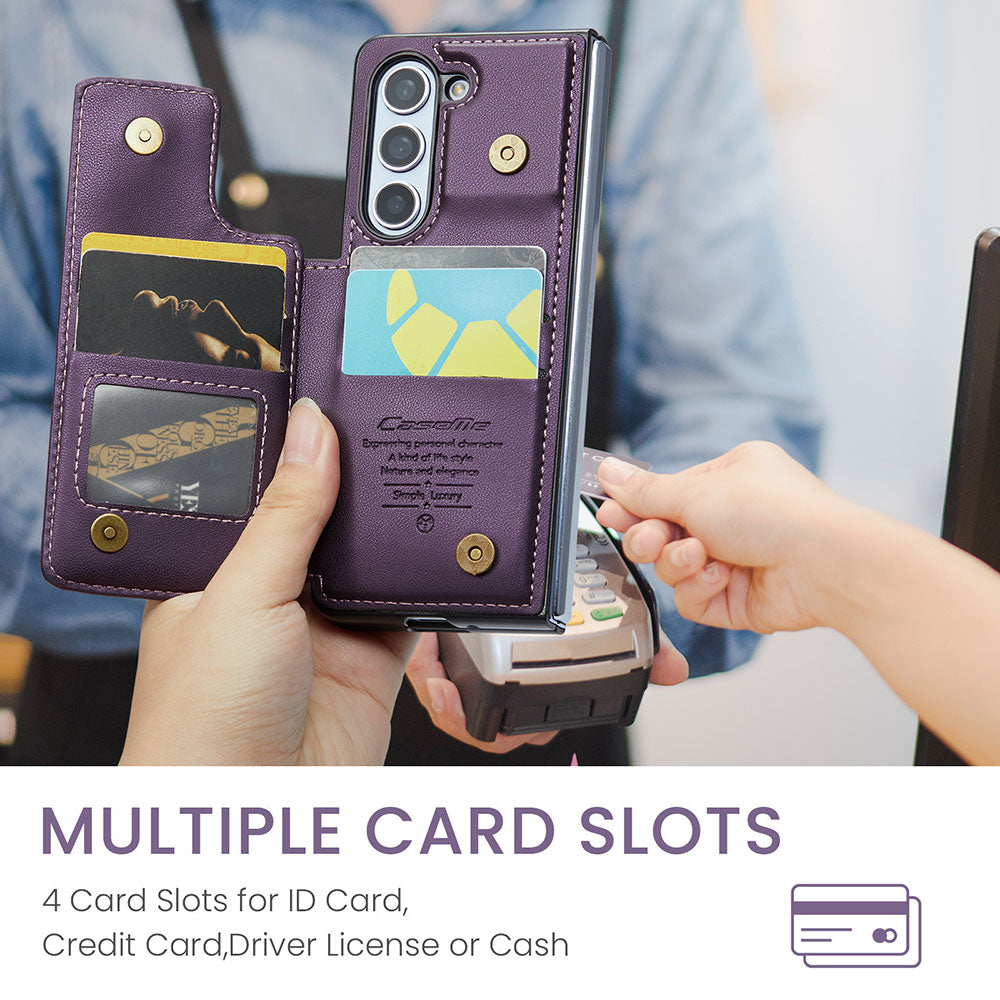 New Card Insertable Magnetic Leather Case Holder Anti-Fall Leather Phone Case For Samsung Galaxy Fold5 Fold4 Fold3