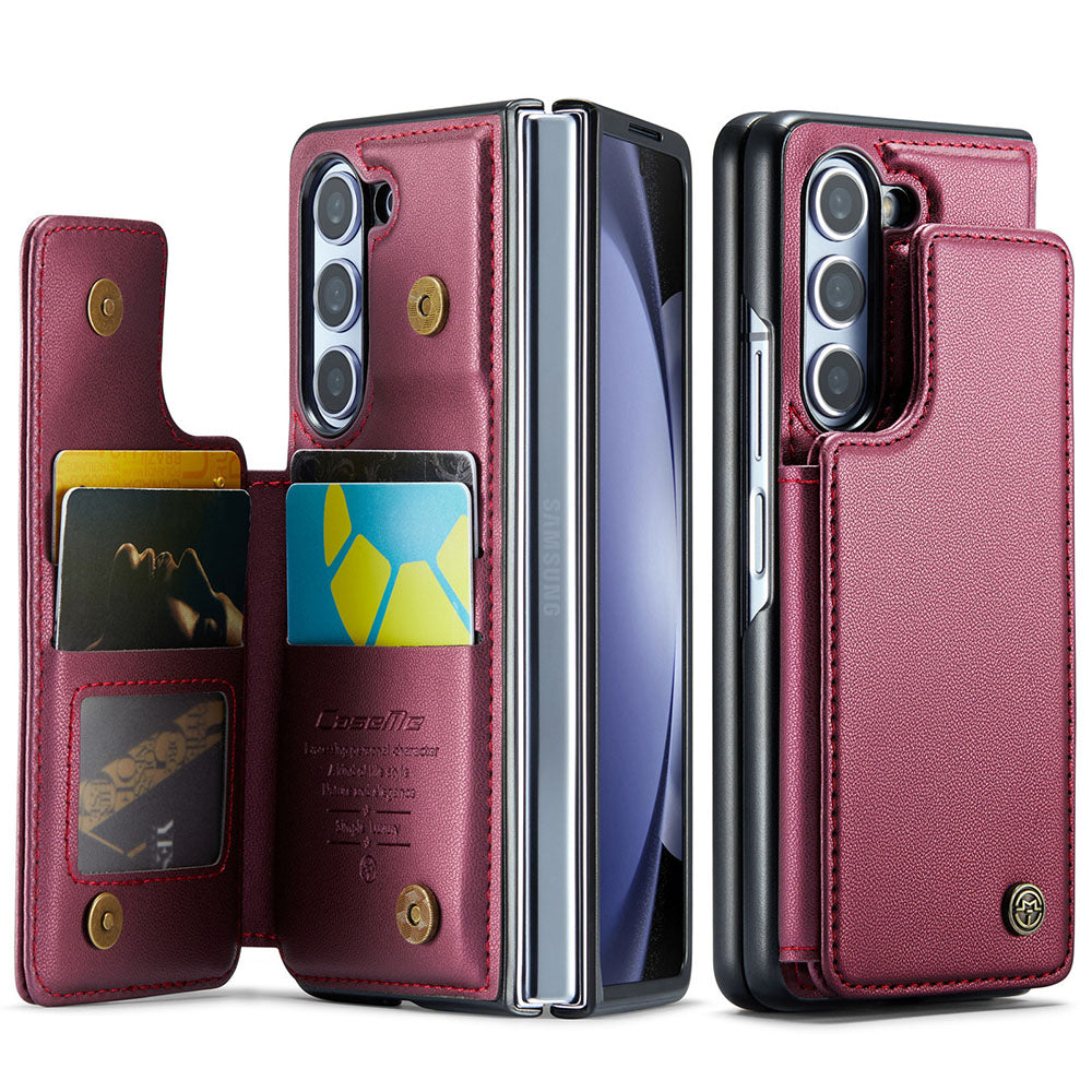 New Card Insertable Magnetic Leather Case Holder Anti-Fall Leather Phone Case For Samsung Galaxy Fold5 Fold4 Fold3