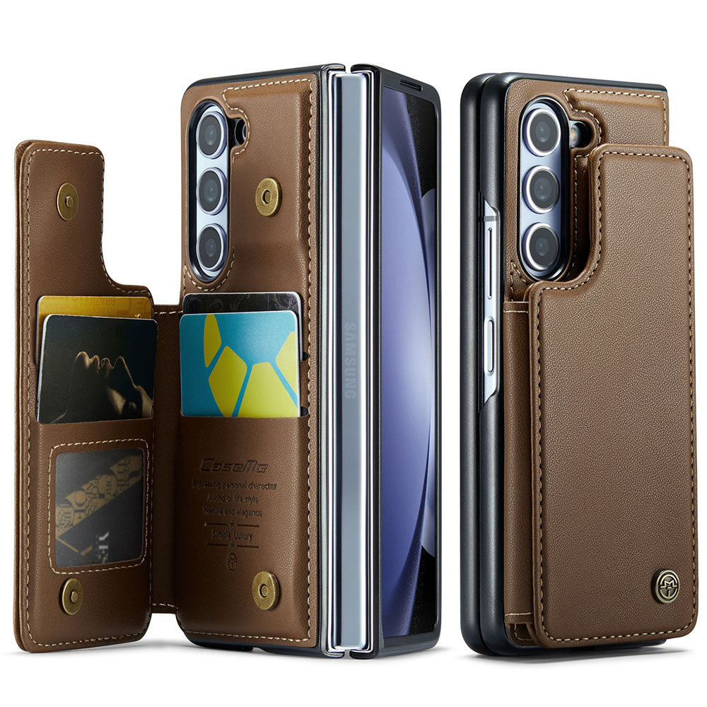 New Card Insertable Magnetic Leather Case Holder Anti-Fall Leather Phone Case For Samsung Galaxy Fold5 Fold4 Fold3