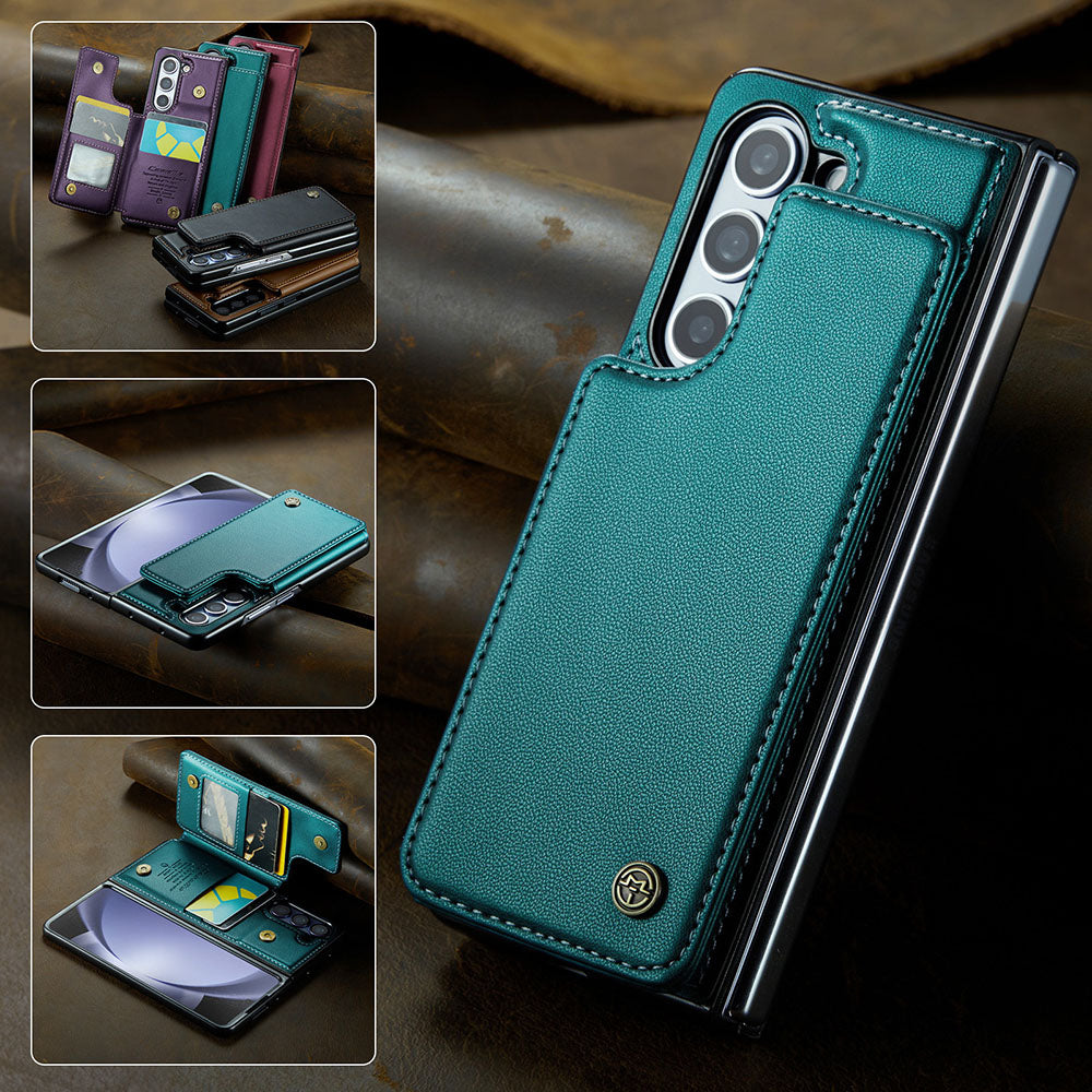 New Card Insertable Magnetic Leather Case Holder Anti-Fall Leather Phone Case For Samsung Galaxy Fold5 Fold4 Fold3