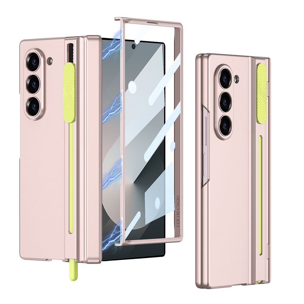 Magnetic Hinged Phone Case For Samsung Galaxy Fold With Pen Slot and Screen Protector