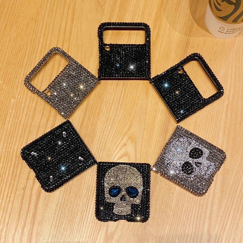 Luxury Sparkling Rhinestone Skull Phone Case For Samsung Galaxy Z Flip3 Flip4 5G