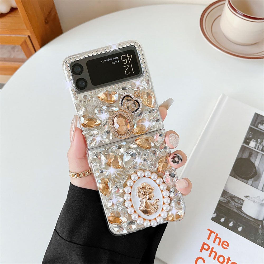 Luxurious Rhinestone Scarf Bracelet Phone Case For Samsung Galaxy Z Flip4 Flip3 5G