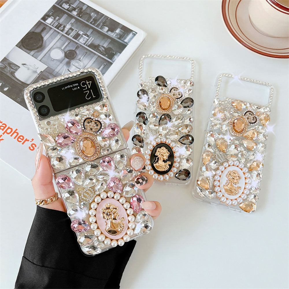 Luxurious Rhinestone Scarf Bracelet Phone Case For Samsung Galaxy Z Flip4 Flip3 5G