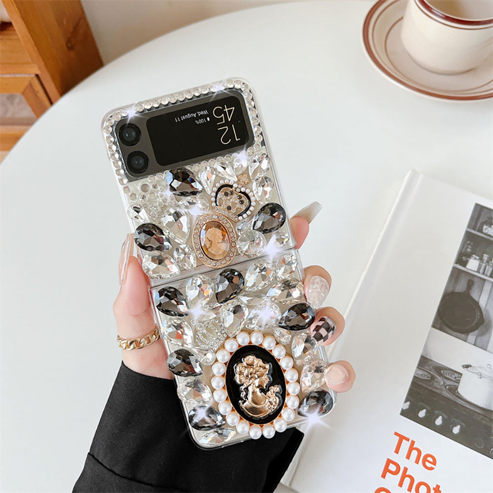 Luxurious Rhinestone Scarf Bracelet Phone Case For Samsung Galaxy Z Flip4 Flip3 5G