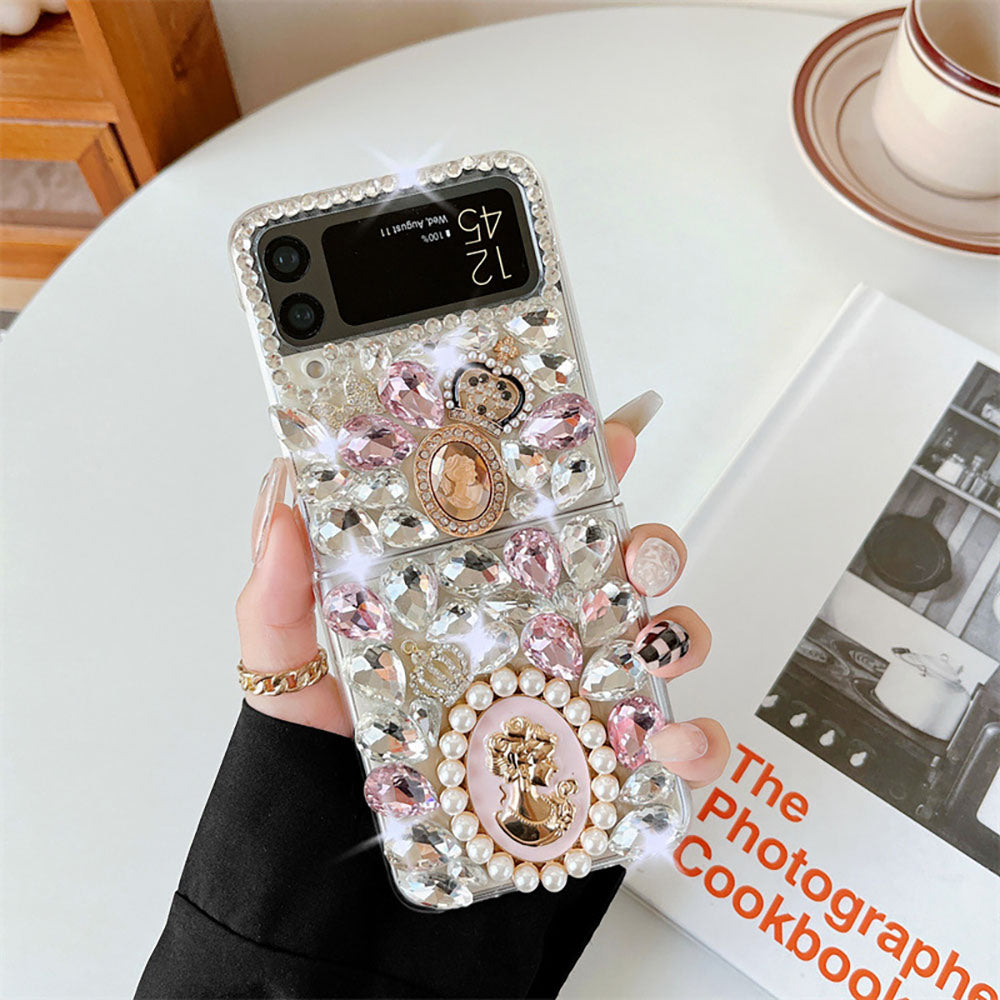 Luxurious Rhinestone Scarf Bracelet Phone Case For Samsung Galaxy Z Flip4 Flip3 5G