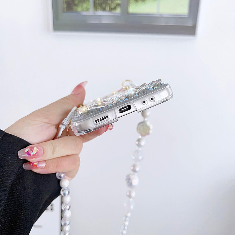 Luxurious Rhinestone Rabbit Bracelet Phone Case For Samsung Galaxy Z Flip4 Flip3 5G