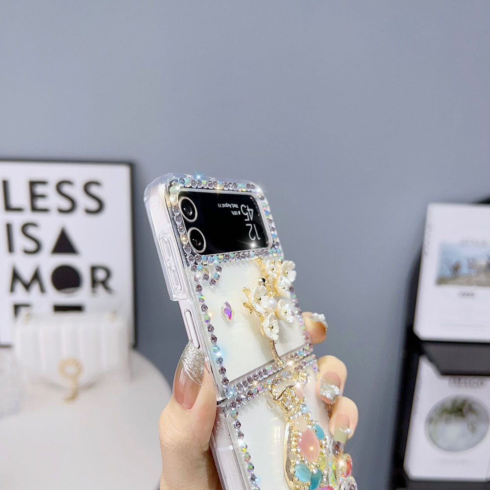 Luxurious Rhinestone Vase Phone Case For Samsung Galaxy Z Flip4 Flip3 5G
