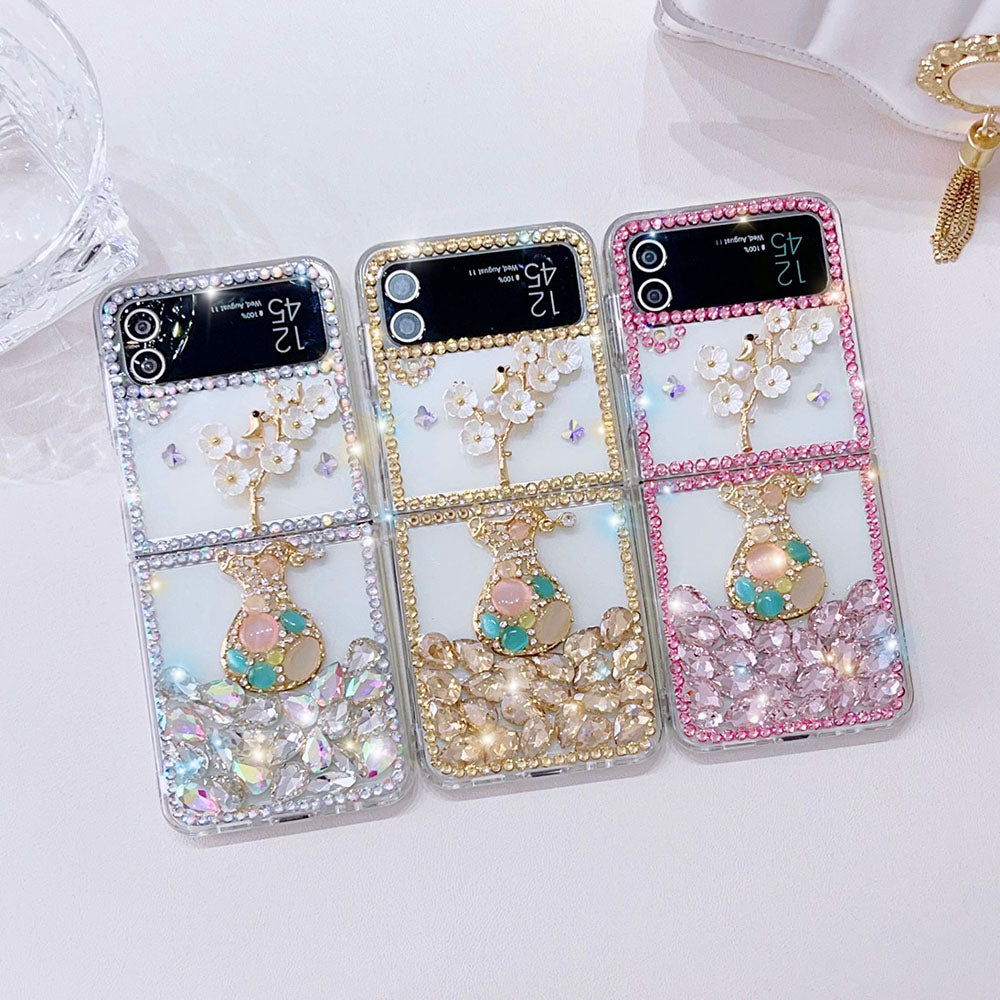 Luxurious Rhinestone Vase Phone Case For Samsung Galaxy Z Flip4 Flip3 5G