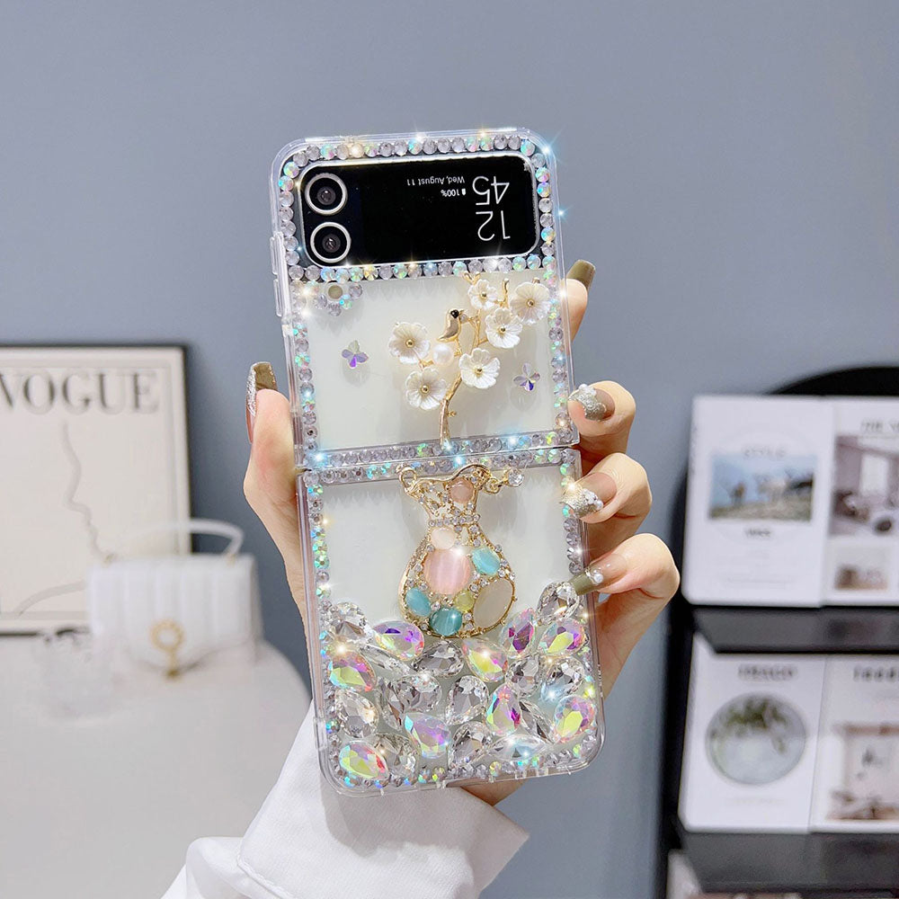 Luxurious Rhinestone Vase Phone Case For Samsung Galaxy Z Flip4 Flip3 5G