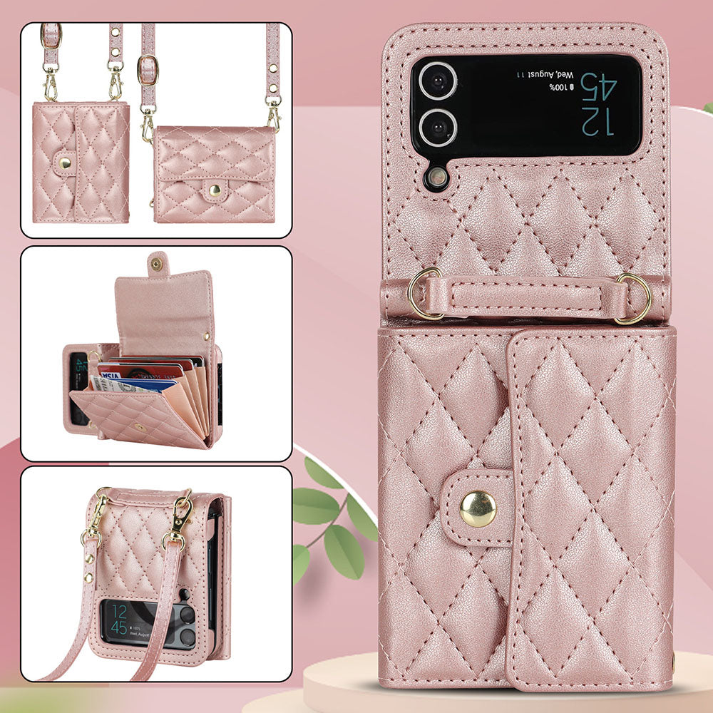 Accordion Crossbody Folding Leather Phone Case For Samsung Galaxy Flip