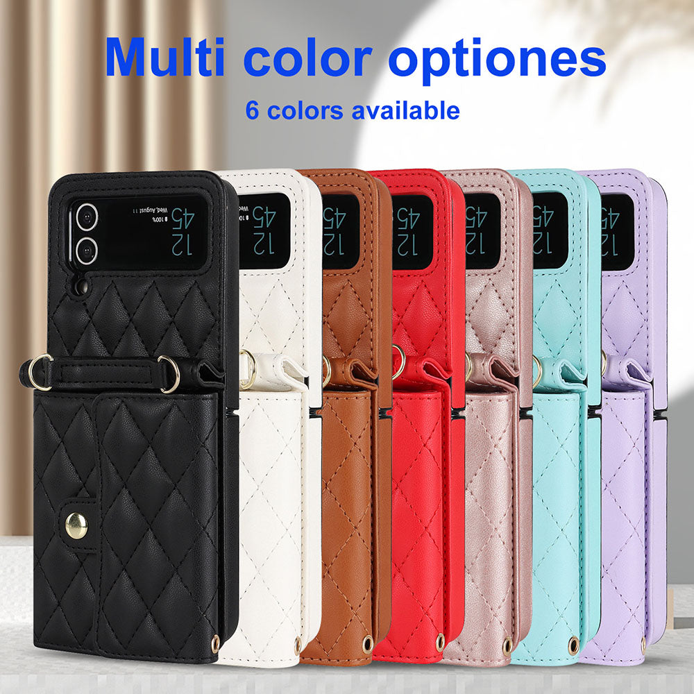 Accordion Crossbody Folding Leather Phone Case For Samsung Galaxy Flip