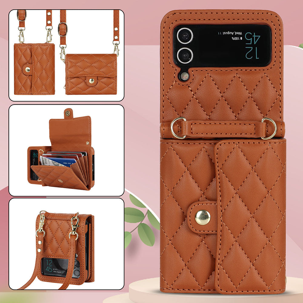 Accordion Crossbody Folding Leather Phone Case For Samsung Galaxy Flip