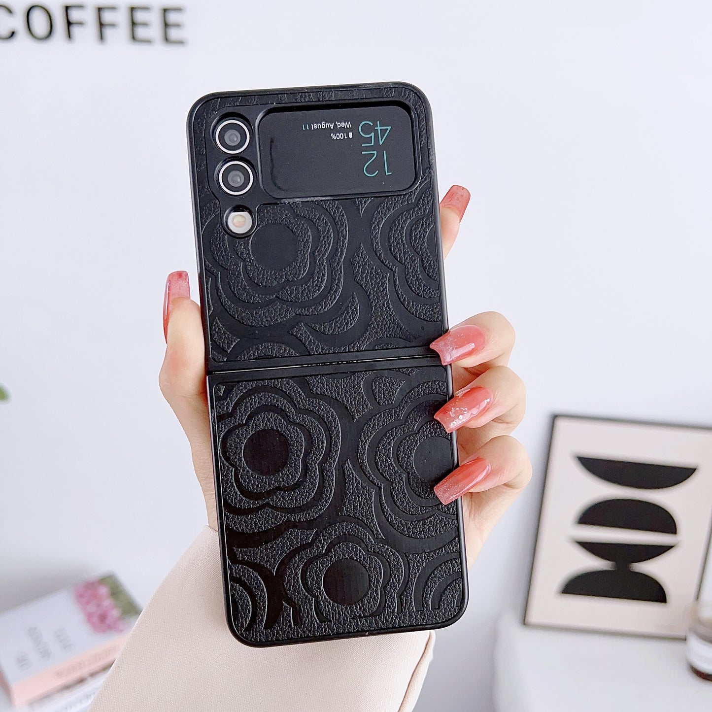 Camellia Pattern Folding Phone Case For Samsung Galaxy Flip4 Flip3
