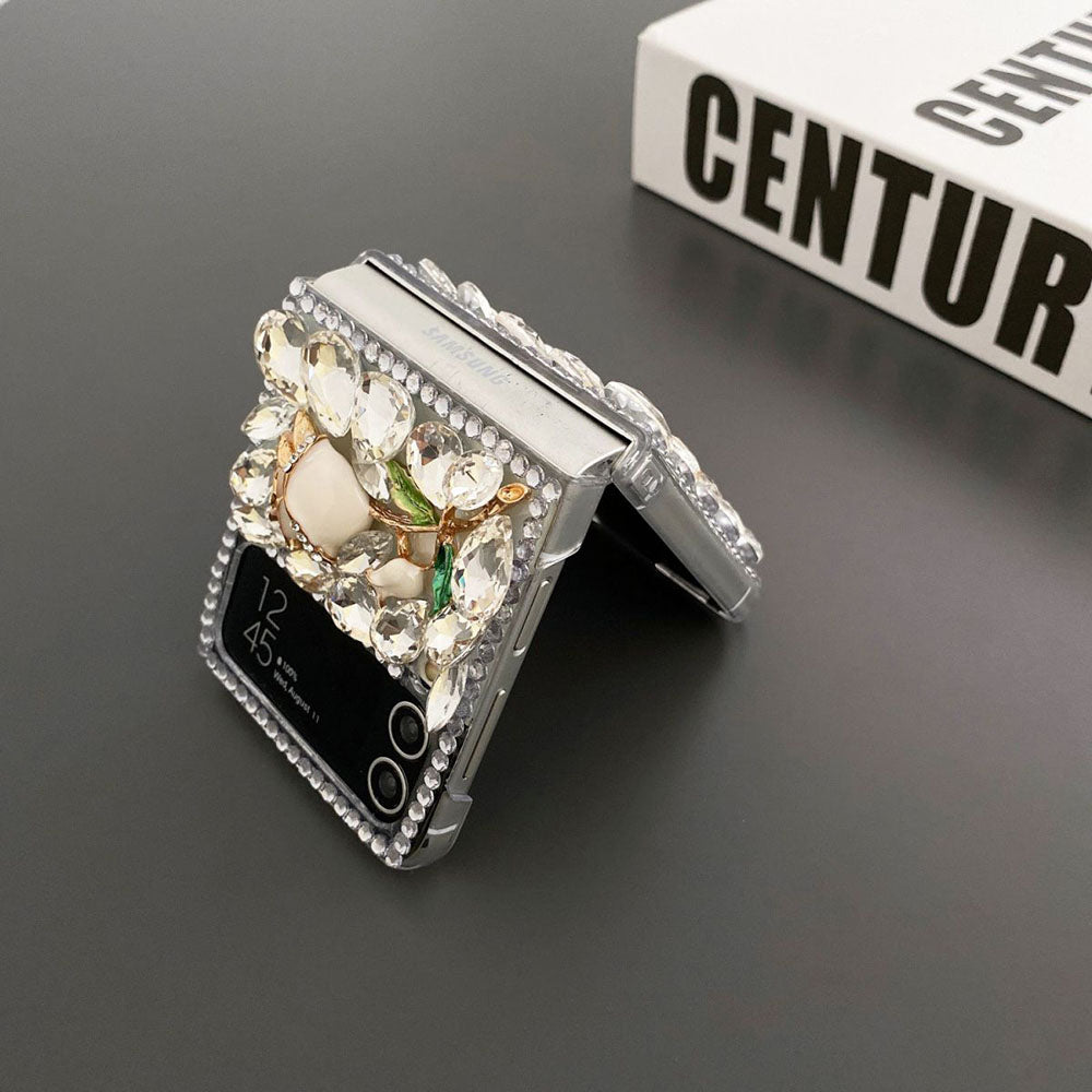 High-End Luxury Rhinestone Beauty Rose Phone Case For Samsung Galaxy Flip5 Flip4 Flip3