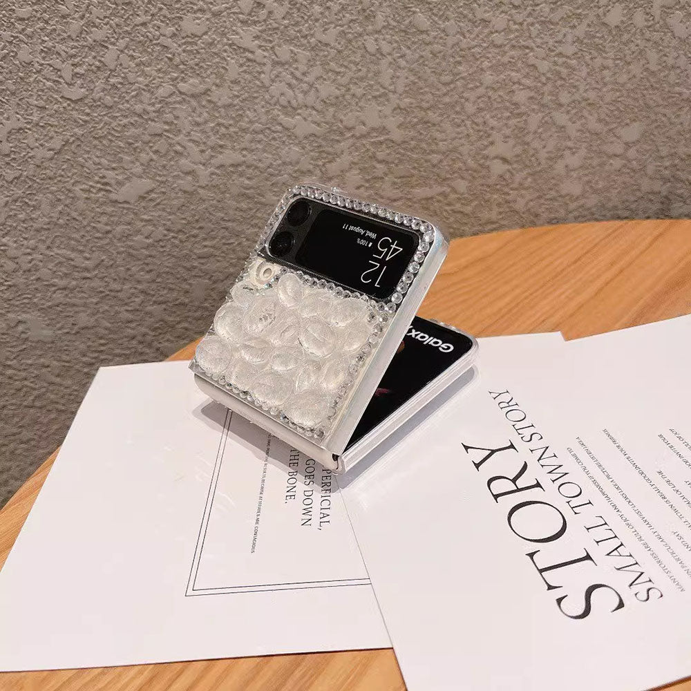 Luxurious Diamond Gold Leaf Phone Case For Samsung Galaxy Flip5 Flip4 Flip3