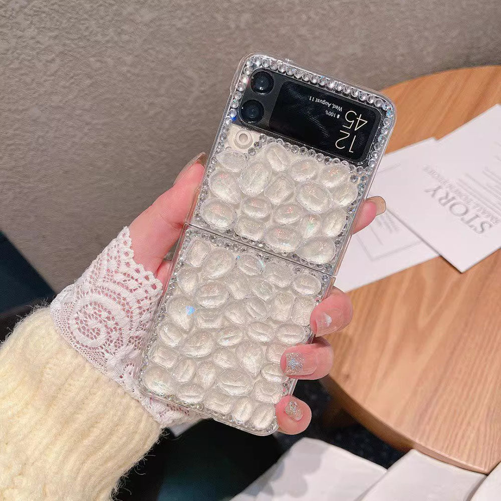 Luxurious Diamond Gold Leaf Phone Case For Samsung Galaxy Flip5 Flip4 Flip3