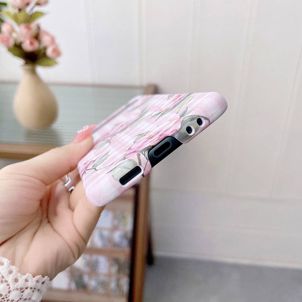 Plaid Flower Phone Case For Samsung Galaxy Flip5 Flip4 Flip3