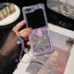 Shiny Diamond Butterfly All Covered Protective Bracelet Phone Case For Samsung Galaxy Z Flip5 Flip4 Flip3