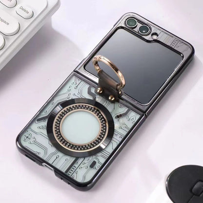 Cyberpunk Magnetic Wireless Charging Phantom Ring Phone Case For Samsung Galaxy Z Flip5 Flip4 Flip3
