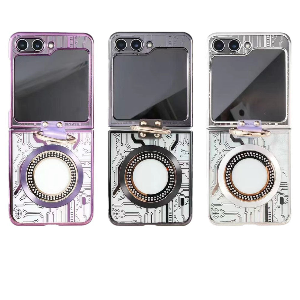 Cyberpunk Magnetic Wireless Charging Phantom Ring Phone Case For Samsung Galaxy Z Flip5 Flip4 Flip3