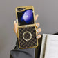Electroplated Rhinestone Leather Pattern Phone Case For Samsung Galaxy Z Flip5 Flip4 Flip3