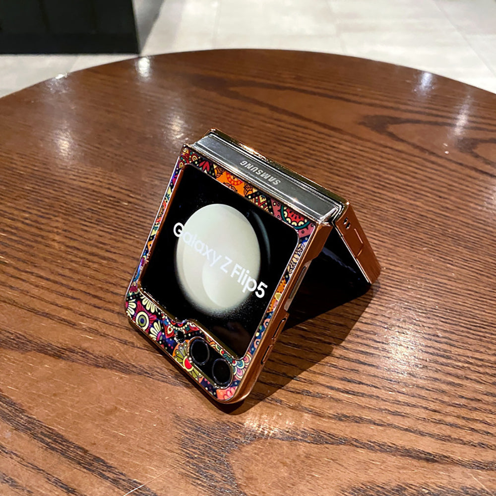 Retro Boho Style Ring Phone Case For Samsung Galaxy Z Flip5 Flip4 Flip3