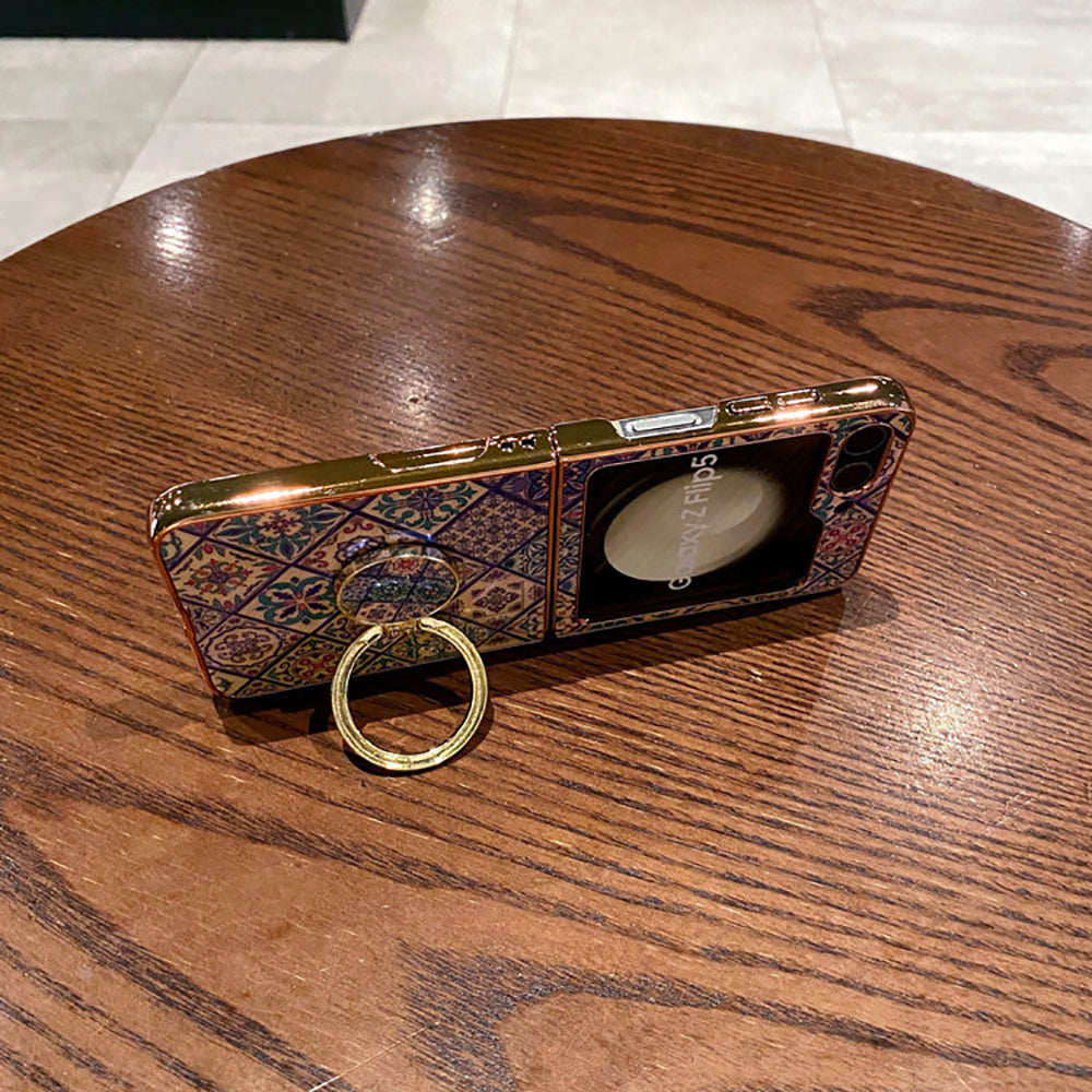Retro Boho Style Ring Phone Case For Samsung Galaxy Z Flip5 Flip4 Flip3