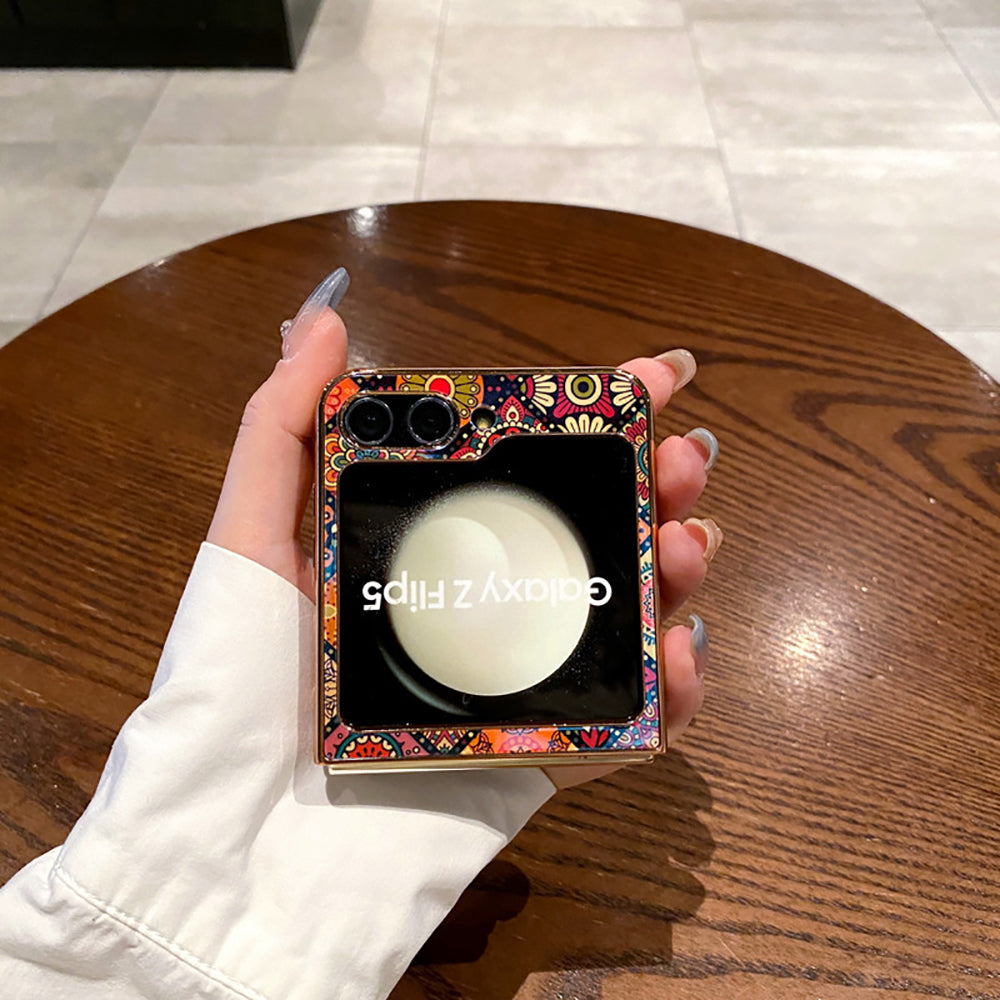 Retro Boho Style Ring Phone Case For Samsung Galaxy Z Flip5 Flip4 Flip3