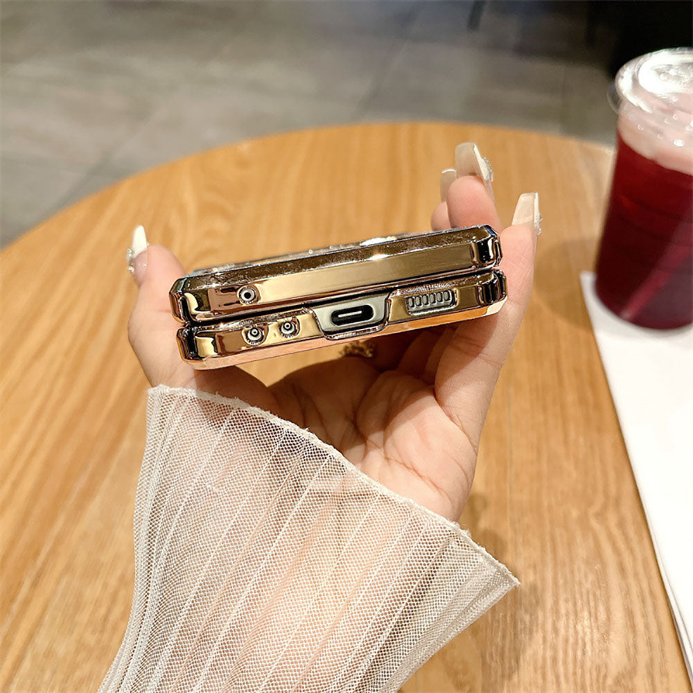 Diamond Glitter Hand-Held Wristband All-Inclusive Anti-Fall Protection Phone Case For Samsung Galaxy Flip