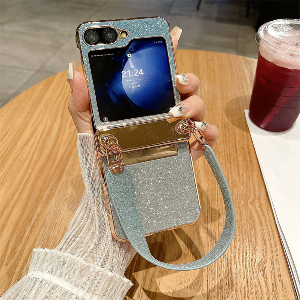 Diamond Glitter Hand-Held Wristband All-Inclusive Anti-Fall Protection Phone Case For Samsung Galaxy Flip
