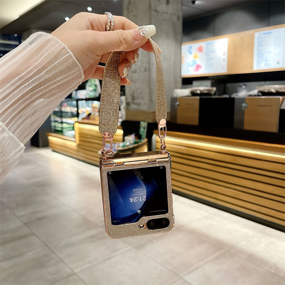 Diamond Glitter Hand-Held Wristband All-Inclusive Anti-Fall Protection Phone Case For Samsung Galaxy Flip