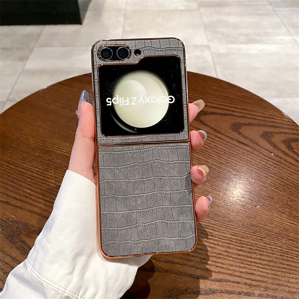 Crocodile Pattern Genuine Leather Business Phone Case For Samsung