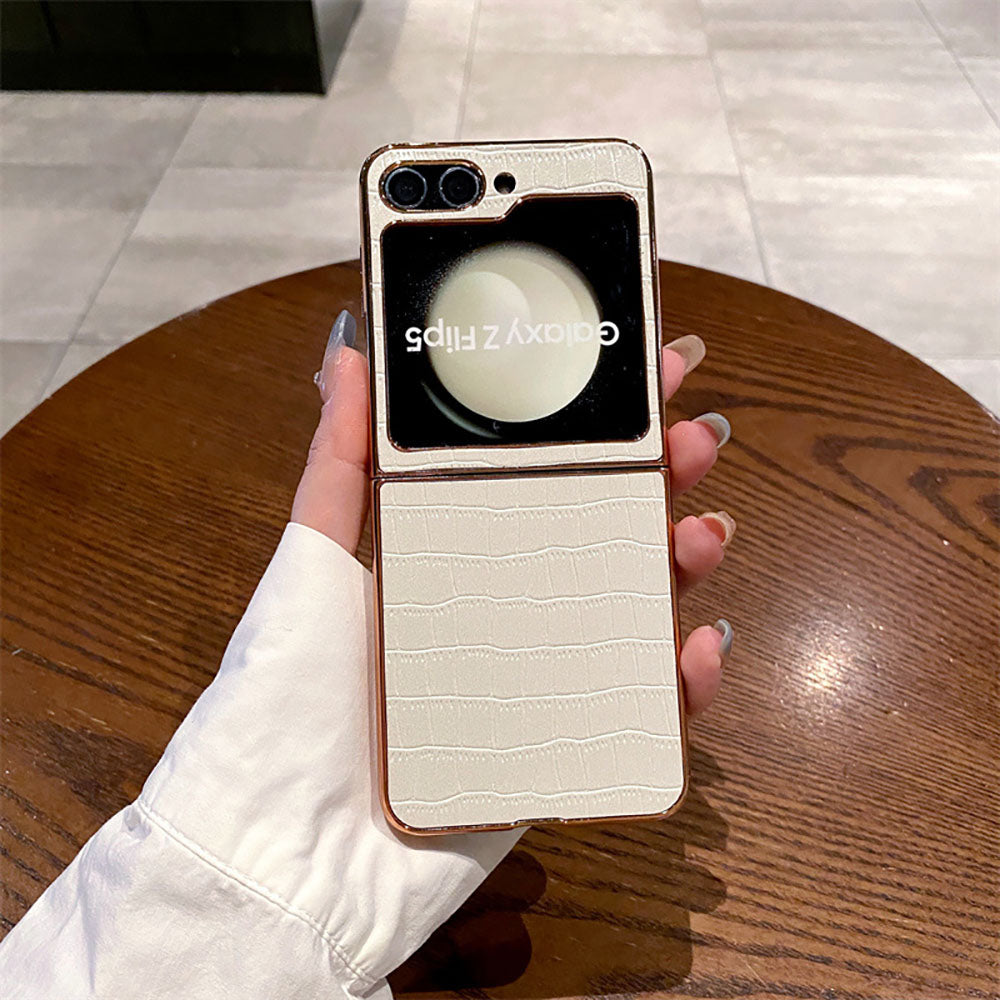 Crocodile Pattern Genuine Leather Business Phone Case For Samsung