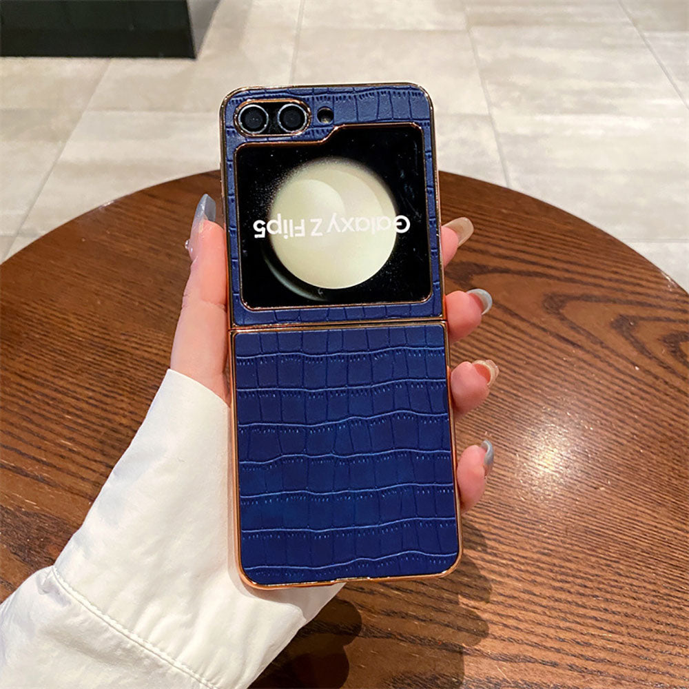 Crocodile Pattern Genuine Leather Business Phone Case For Samsung