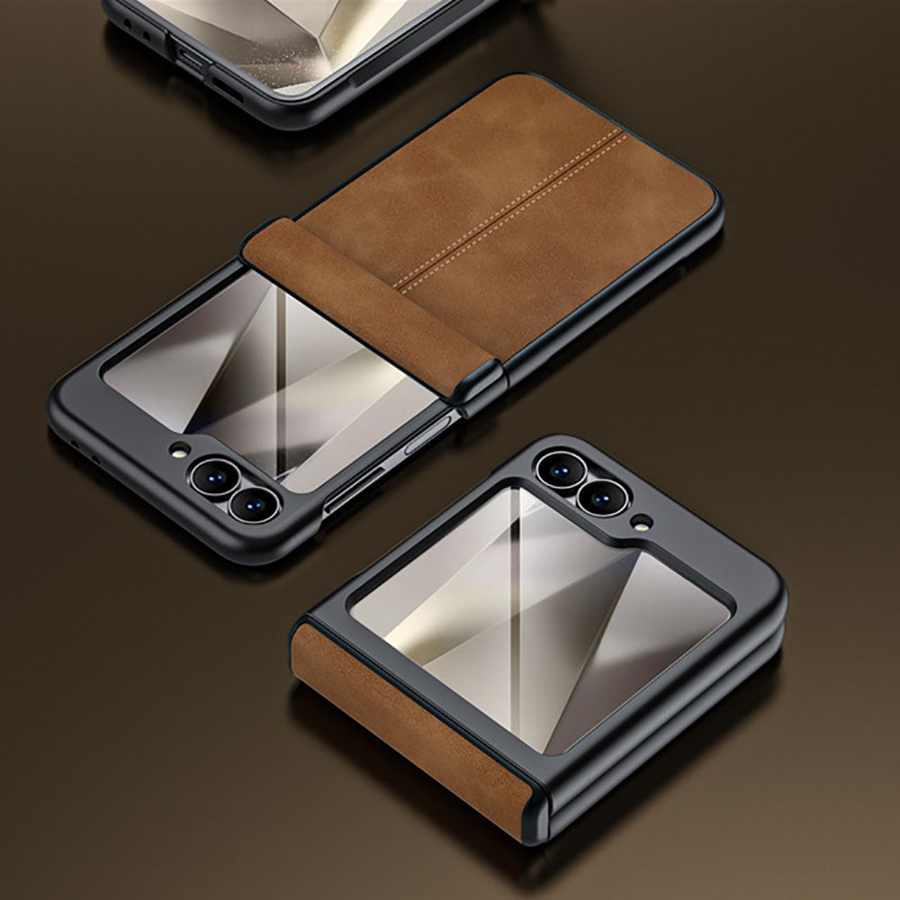 Premium Leather Full Protection Drop Proof Phone Case For Samsung Galaxy Z Flip6 With Screen Protector